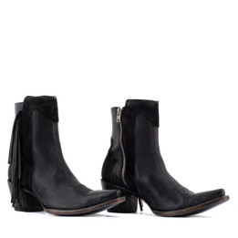 Santiag a franges bi matière -Amazonne black - Santiags femme