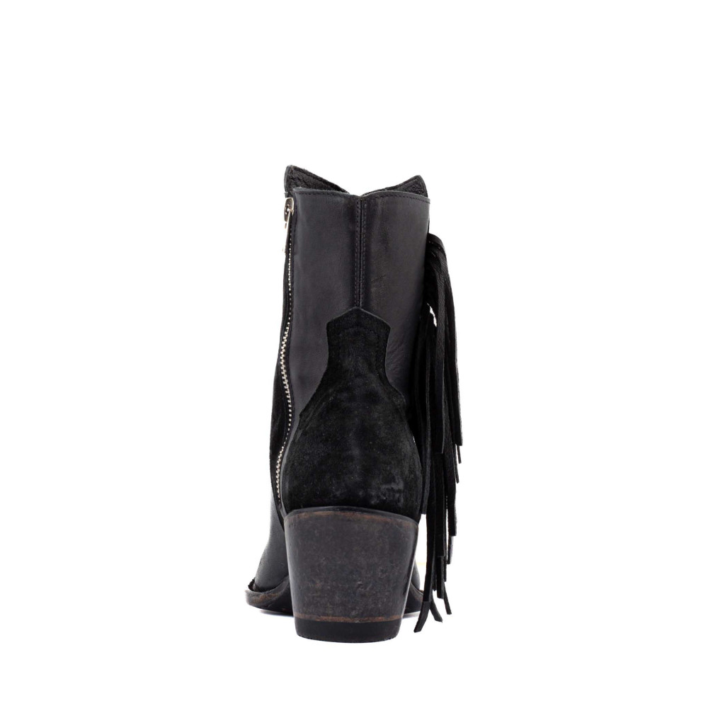 Santiag a franges bi matière -Amazonne black - Santiags femme