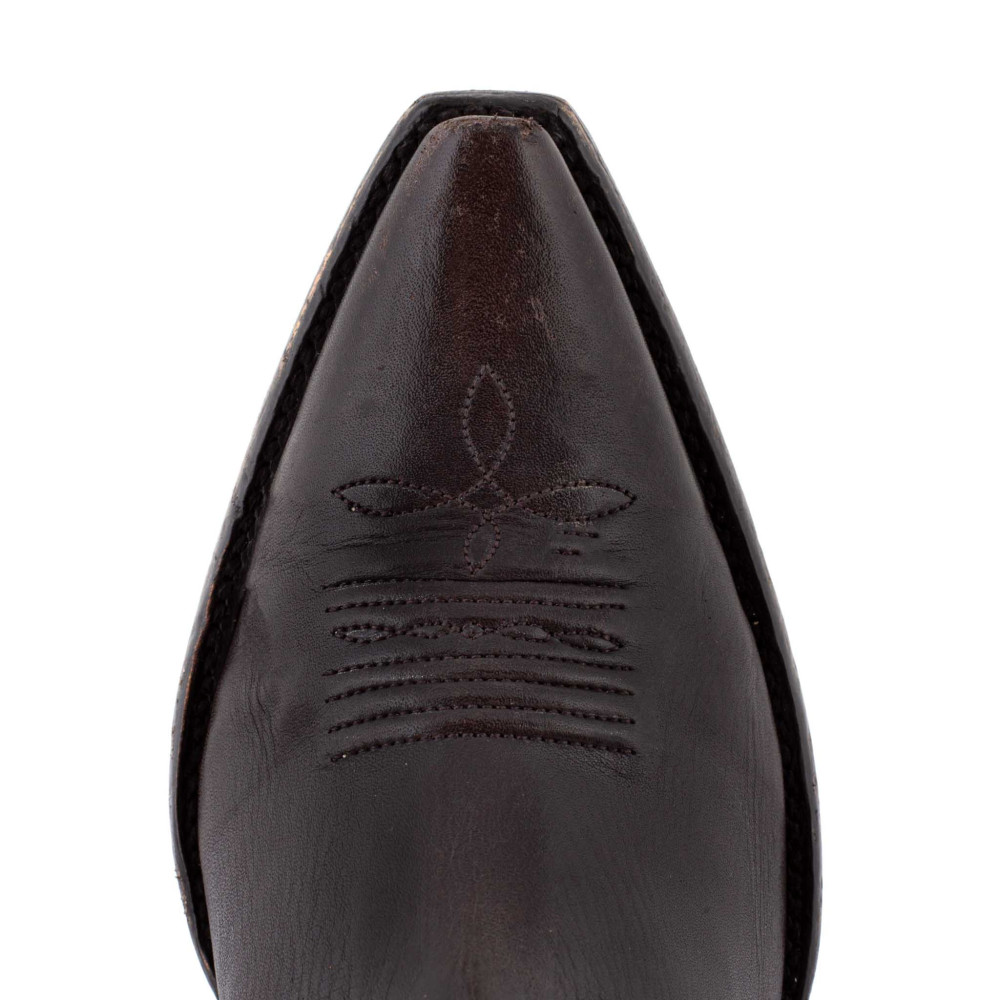 Santiag a franges bi matière - Amazonne chocolate - Santiags femme