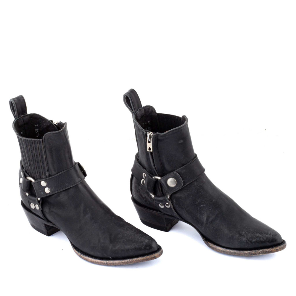 Bottines de moto avec boucles - Ginza 5.5 Black - Santiags femme