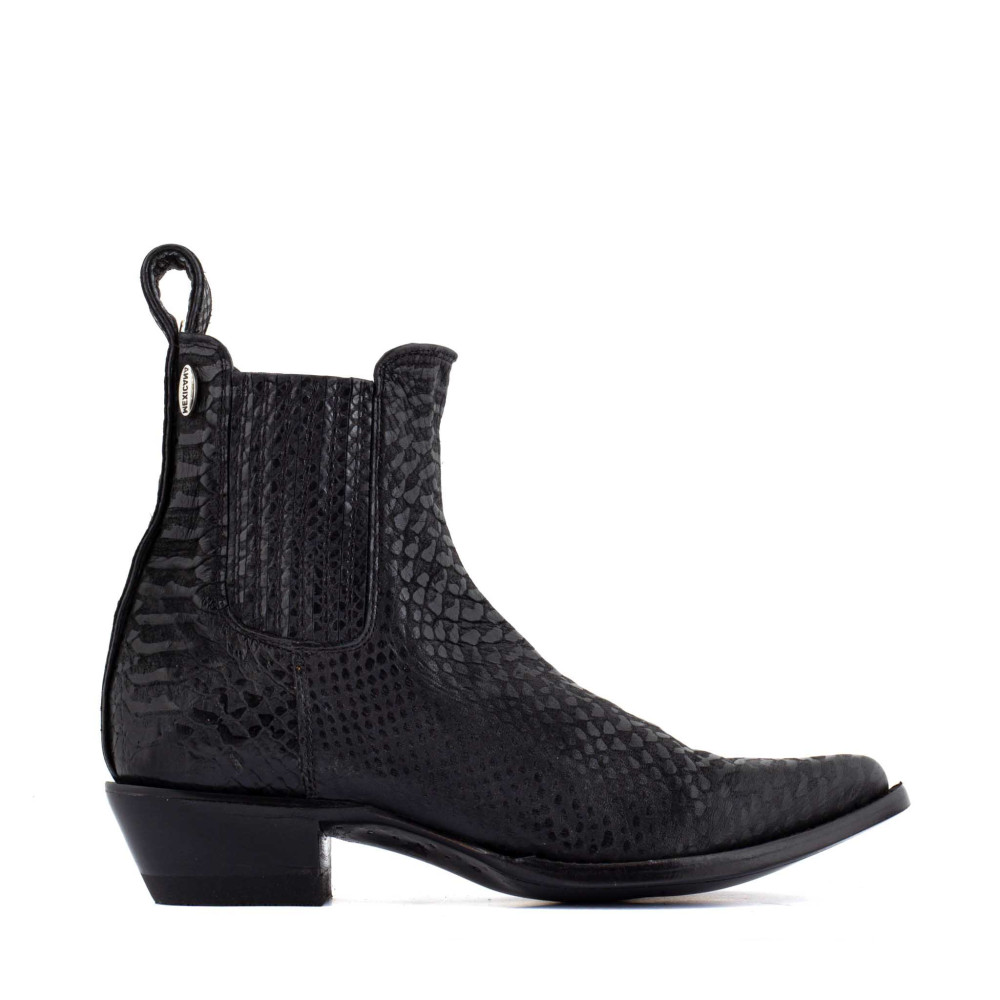 Black printed leather cowboy ankle boots - Addict 5.5 Maracaibo Negro - Women's cowboy boots