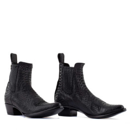 Bottines santiags noir en cuir imprimé - Addict 5.5 maracaibo negro - Santiags Femme