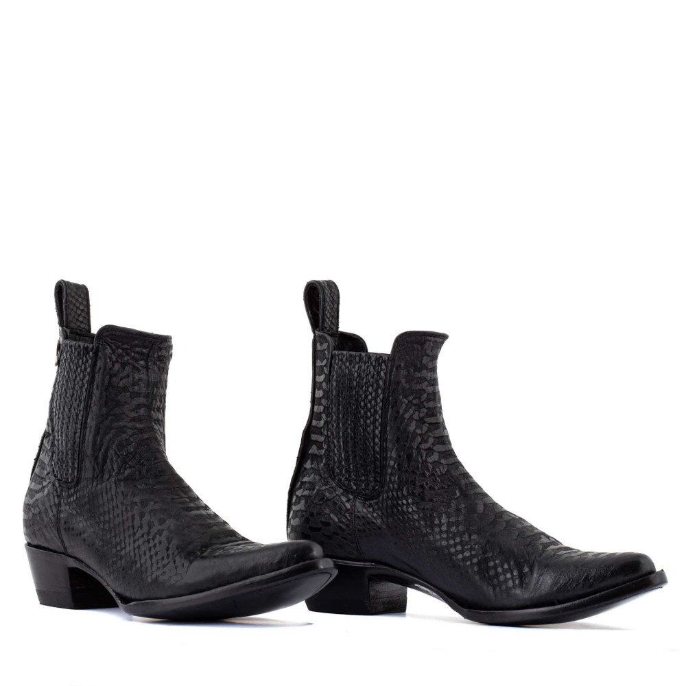 Black printed leather cowboy ankle boots - Addict 5.5 Maracaibo Negro - Women's cowboy boots
