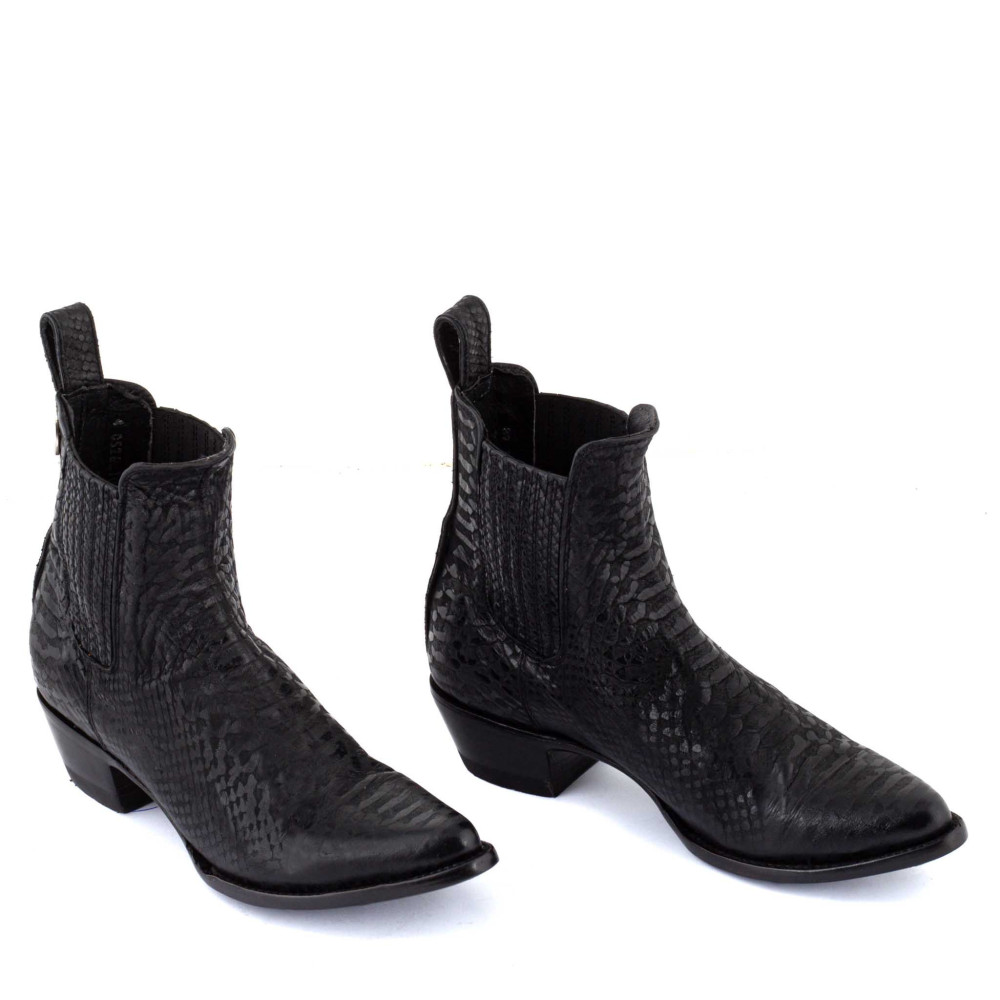 Bottines santiags noir en cuir imprimé - Addict 5.5 maracaibo negro - Santiags Femme