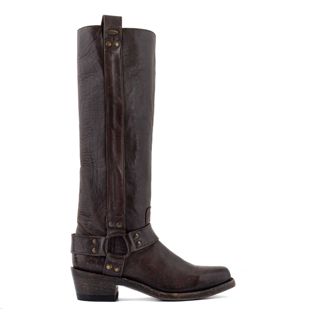 Bottes de moto a bout carré  - Candela 16 chocolate - Santiags femme