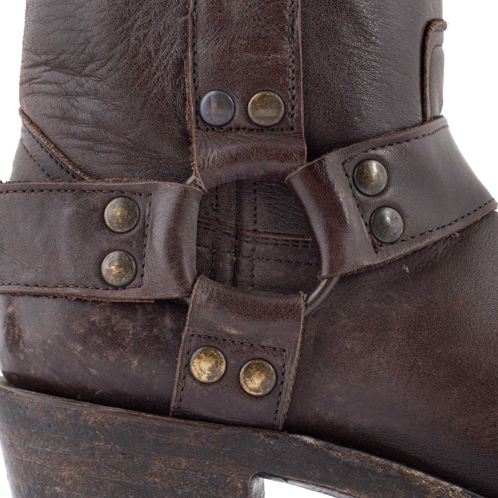 Bottes de moto a bout carré  - Candela 16 chocolate - Santiags femme