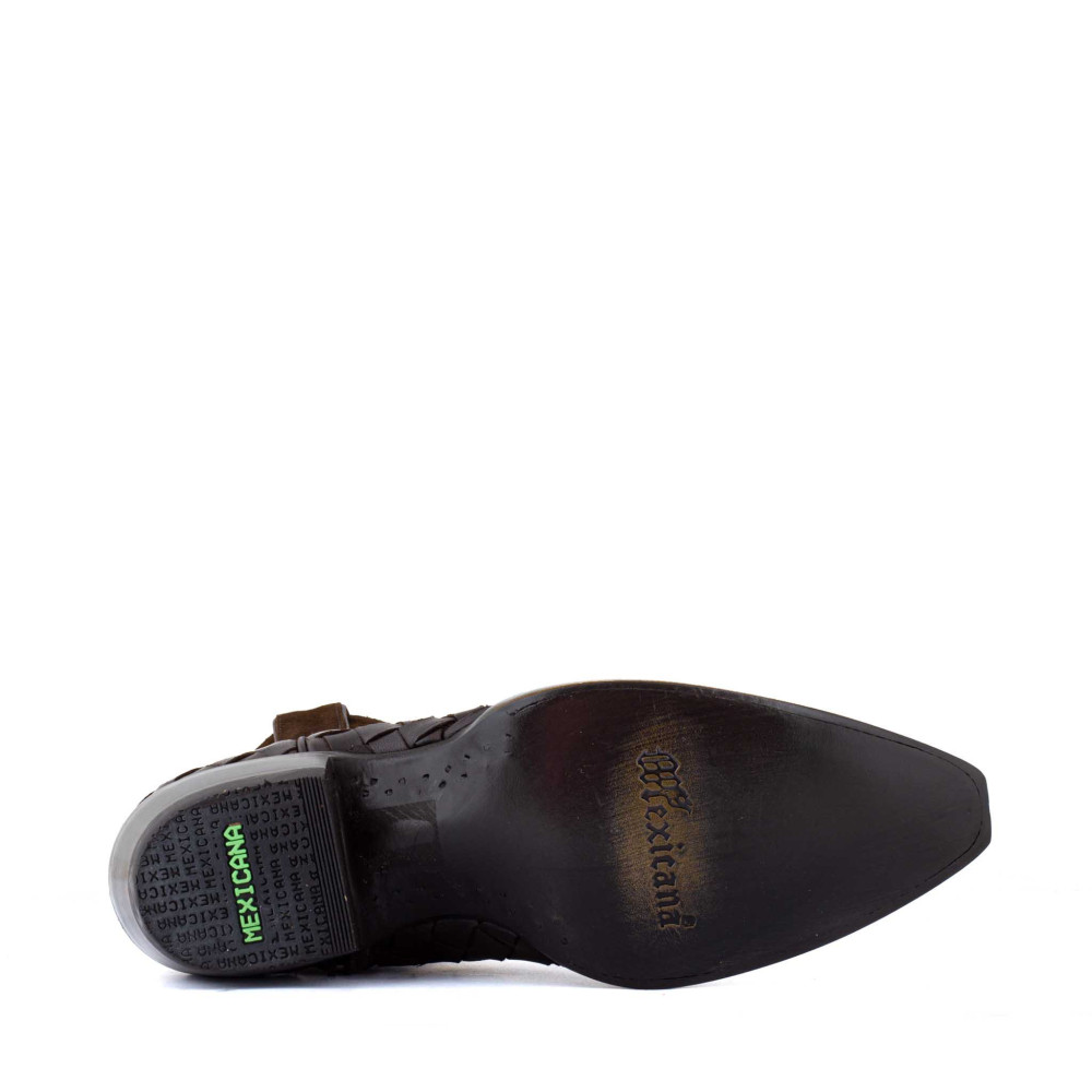 Low boots bimatieres en cuir tressé - Flare chocolate - Santiags femme