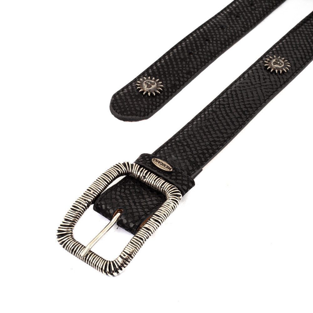 Ceinture en cuir Noir avec boucle interchangeable - Sol Black Gold Maracaibo
