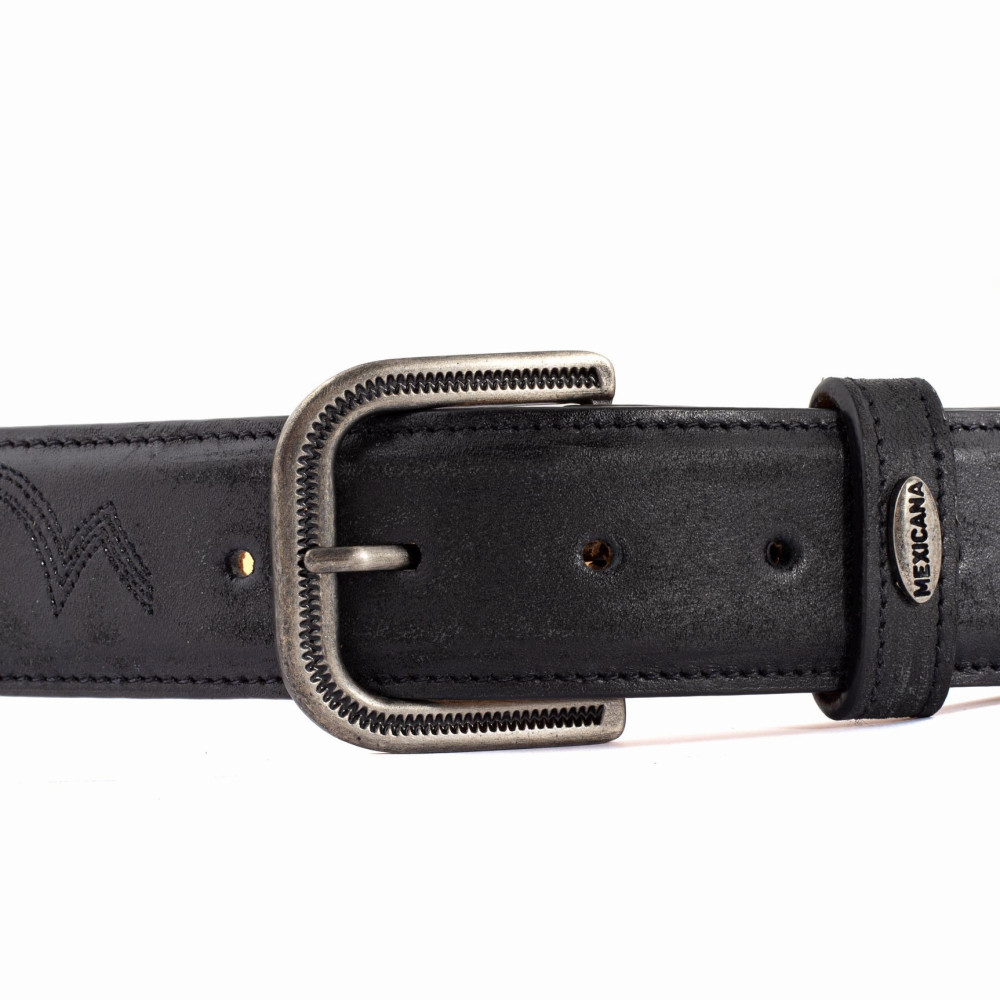 Ceinture en cuir noir, boucle interchangeable - Fury black ranchero
