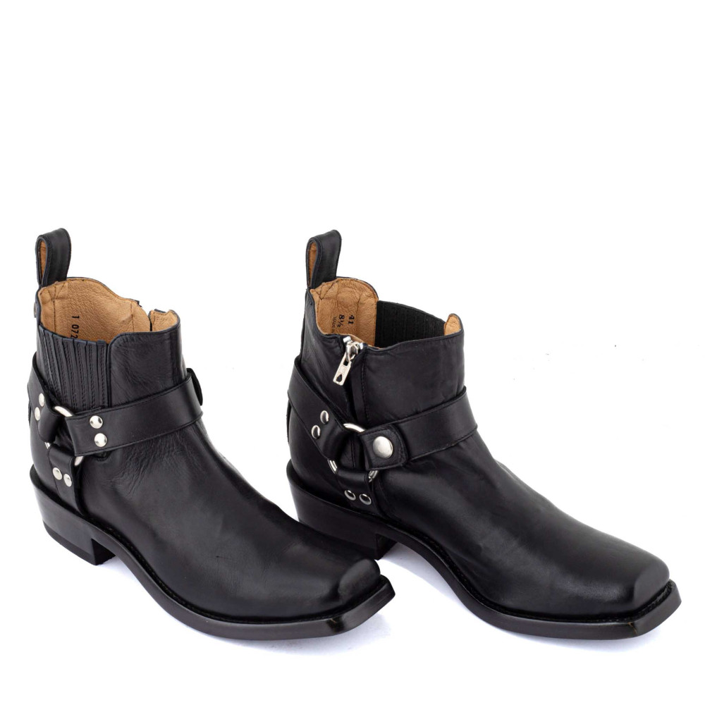 Bottines de moto avec boucles - Austin Black - Santiags homme