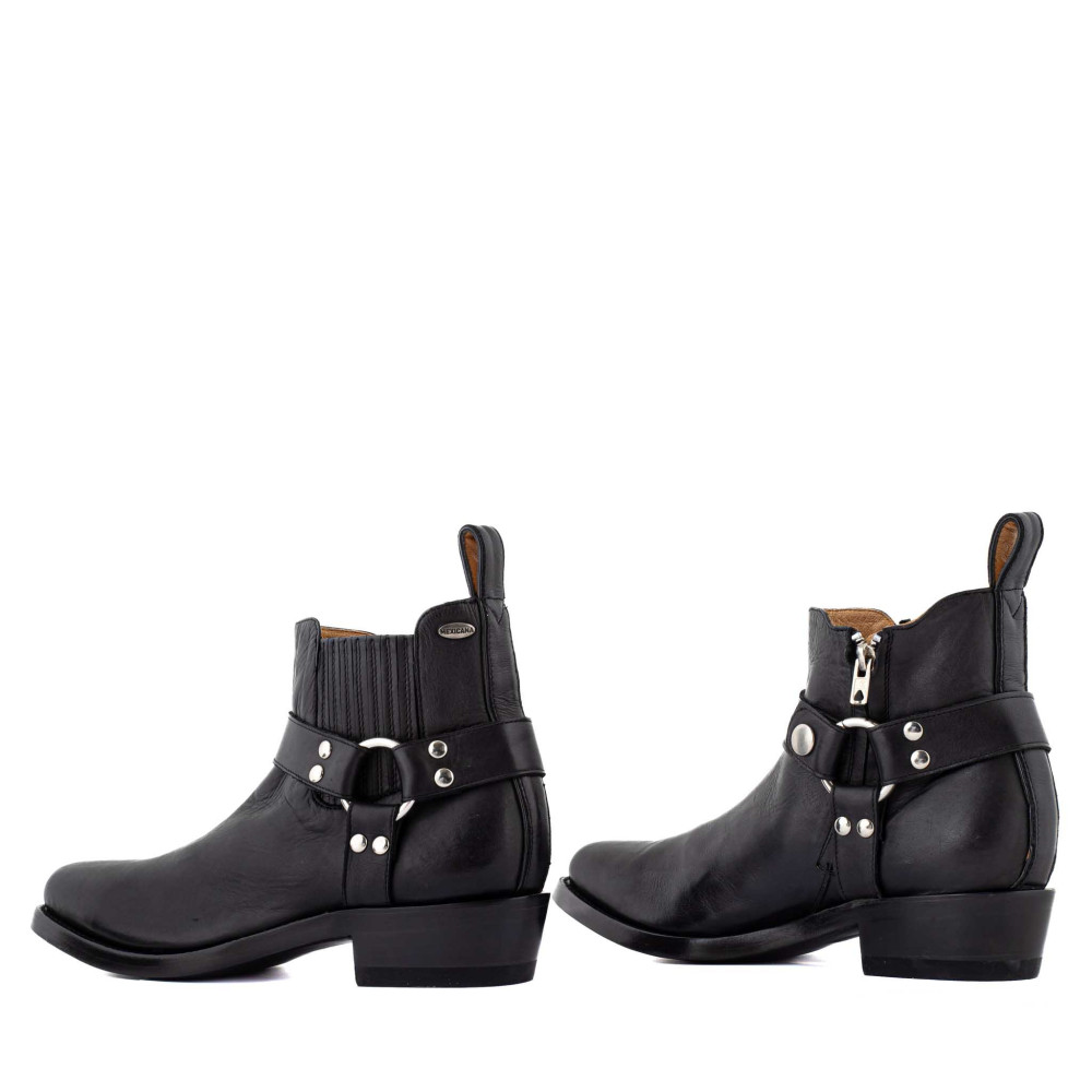 Bottines de moto avec boucles - Austin Black - Santiags homme