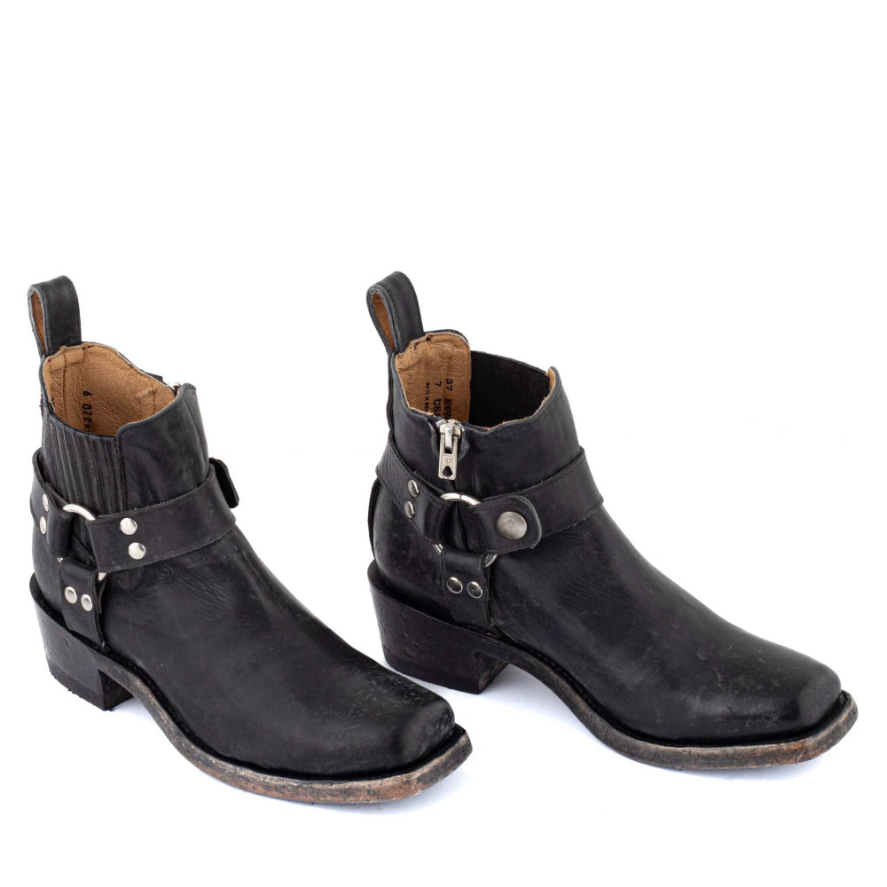 Bottines de moto avec boucles - Austin 5.5 Black - Santiags femme