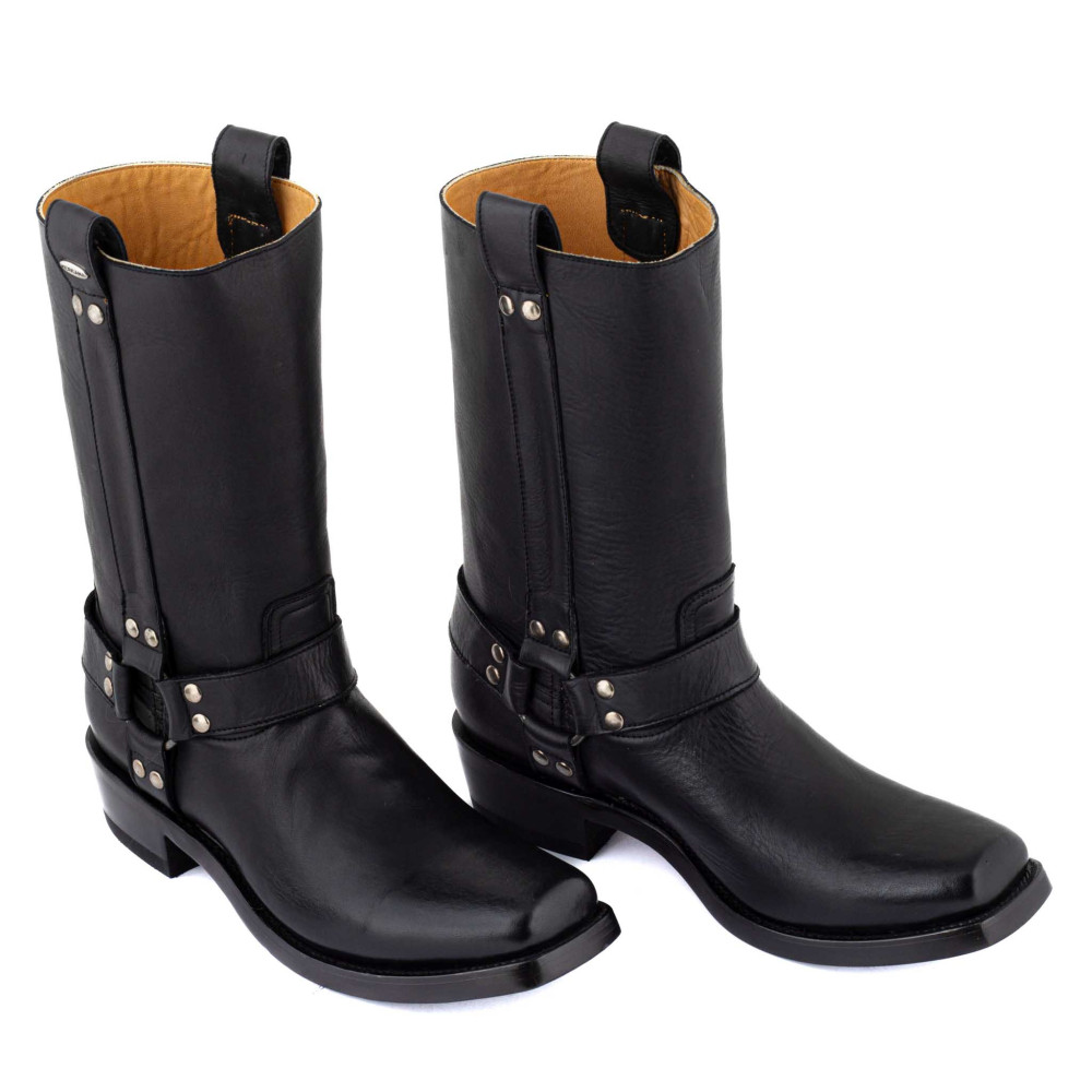 Bottes de moto a bout carré - Candela black - Santiags homme