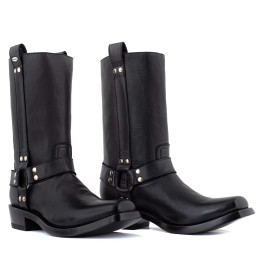Bottes de moto a bout carré - Candela black - Santiags homme
