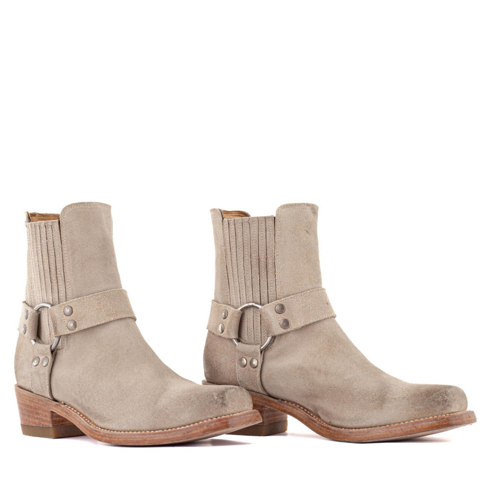 Bottines de moto avec boucles - Pasadena suede arena - Santiags femme