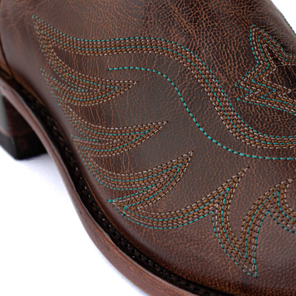 Bottes santiags en cuir marron, motif aigle - Aguila Mex 11 Rust - Santiags femme