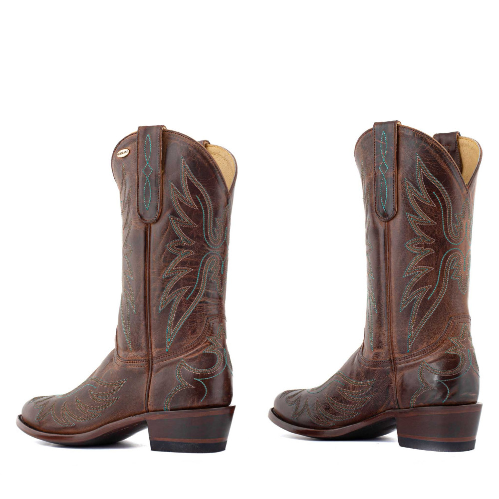 Bottes santiags en cuir marron, motif aigle - Aguila Mex 11 Rust - Santiags femme