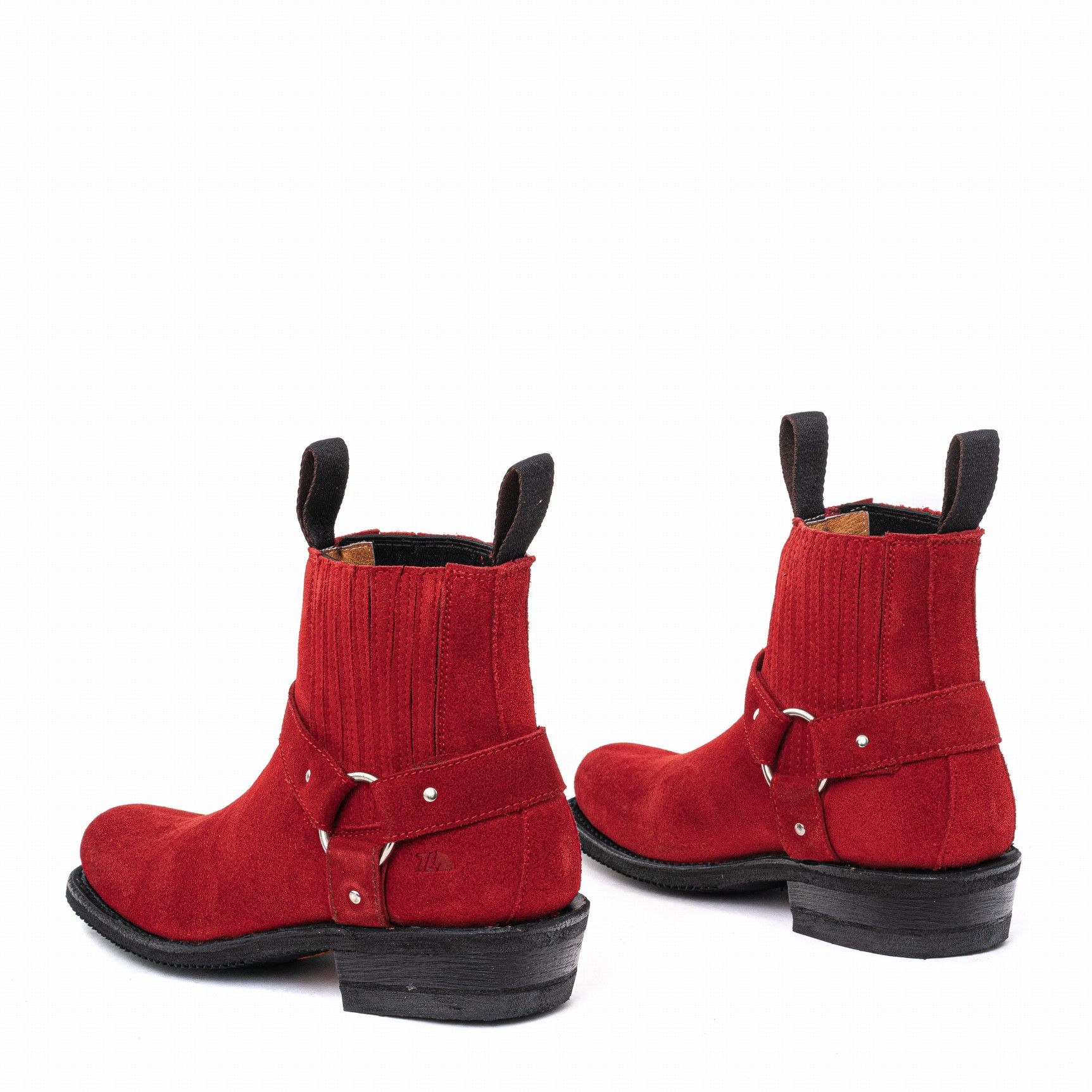 TOLTECA BOOTS GAMUZA ROJA THIS STYLE RUNS SMALL, ORDER 1 SIZE UP THAN YOUR USUAL SIZE        SQUARE TOE BOOTIES WITH LEATHER STR