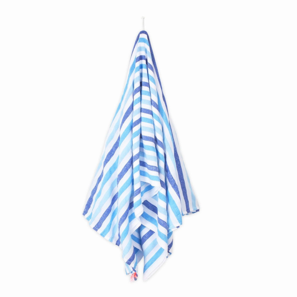 LA ESTHER Cette jolie couverture de plage légère est tissée au Mexique, en utilisant du coton recyclé et en s'inspirant des tiss