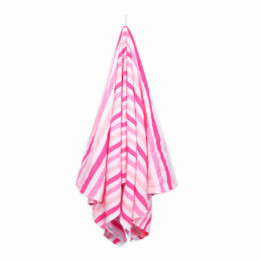 LA ROSA Cette jolie couverture de plage légère est tissée au Mexique, en utilisant du coton recyclé et en s'inspirant des tissus