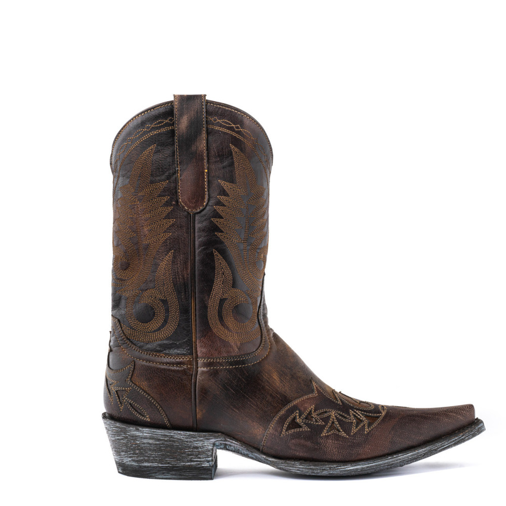 Santiags homme Chocolat | Style western avec surpiqures | Mexicana