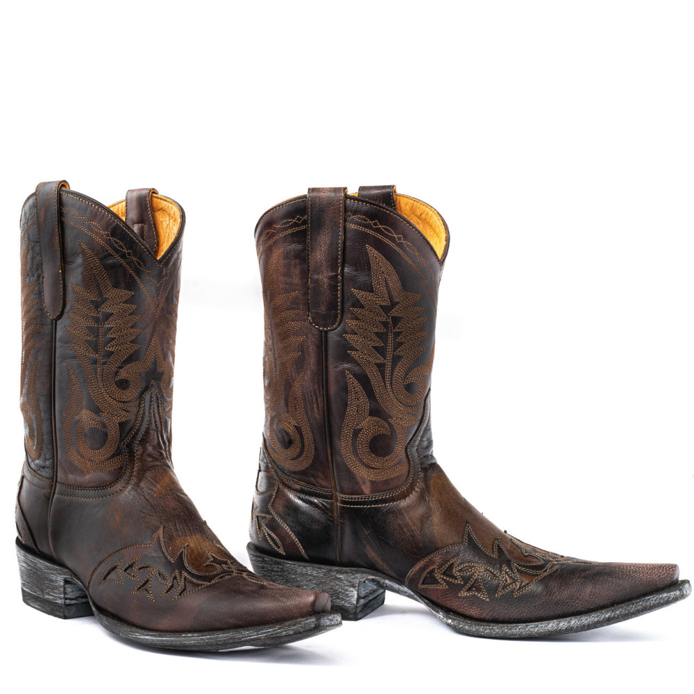 Santiags homme Chocolat | Style western avec surpiqures | Mexicana