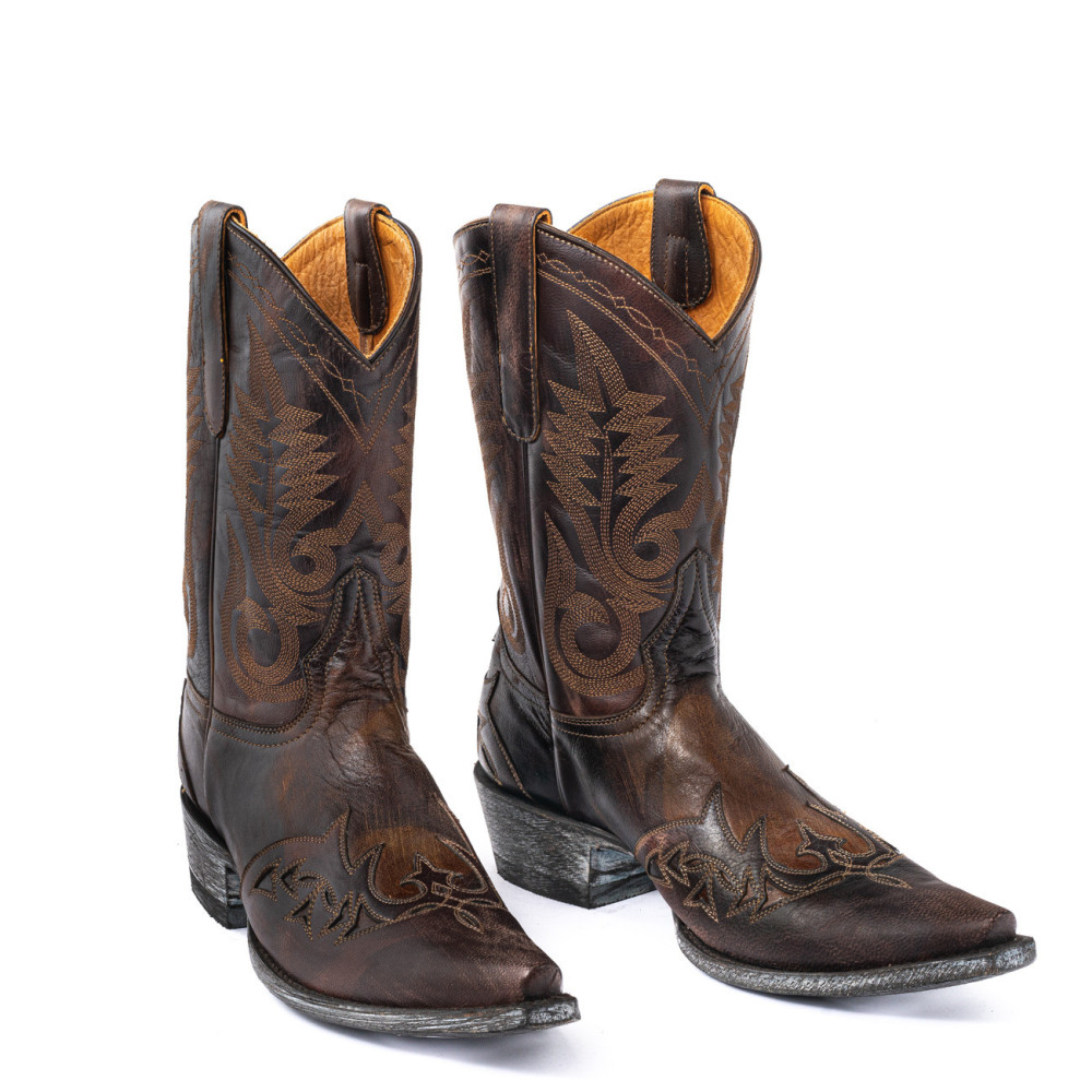 Stitched Chocolate Cowboy Boots | Chocolate Style with Stitching | Mexicana