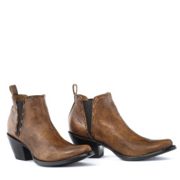 Low boots avec tresses en cuir patiné  | Sinaloa cinnam - Santiags femme