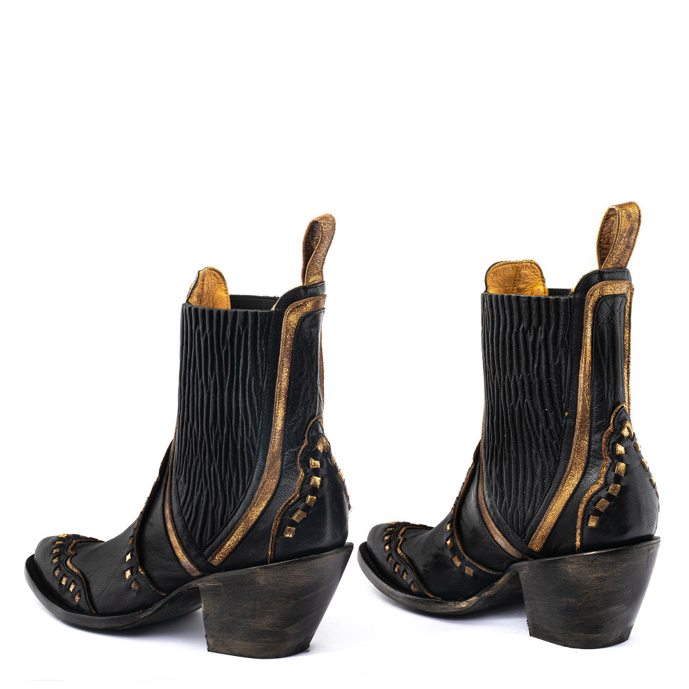 Santiags basses noires et dorées  | Colt black gold - Santiags femme