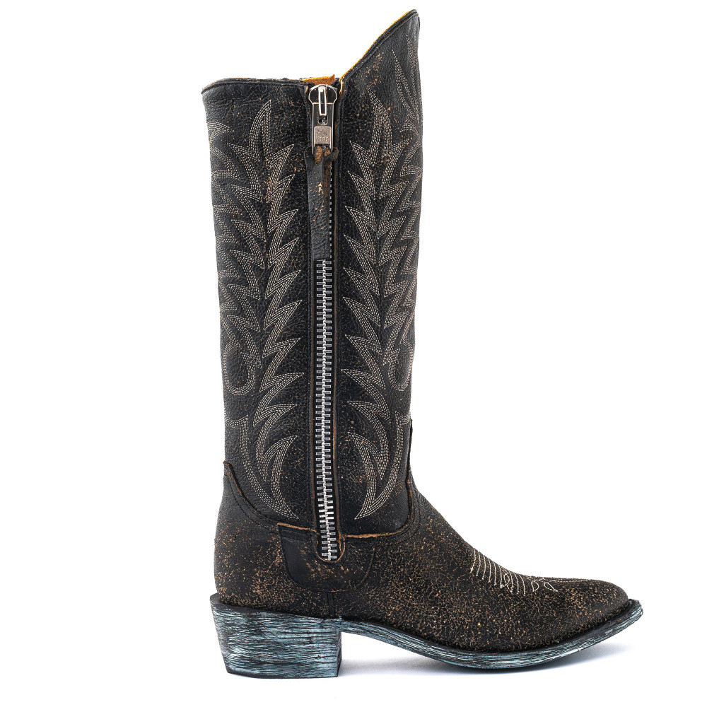 Razz Crack Black Cowboy Boots | Bold Cracked Black Style | Mexicana
