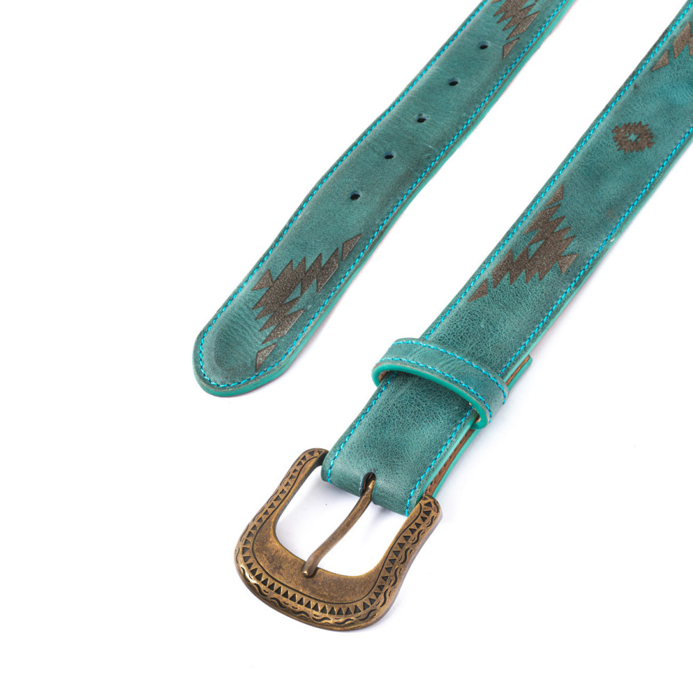 Ceinture en cuir turquoise avec boucle interchangeable - Toluca sonora turquesa