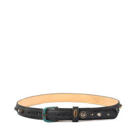 Ceinture fine pour femme ornée de bijoux, boucle interchangeable - Sayulita blue jean Vesuvio