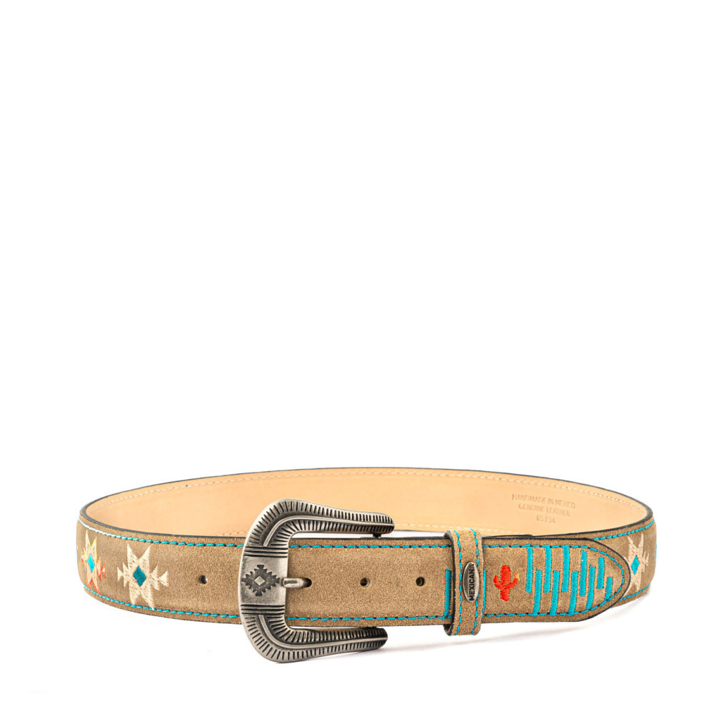 Ceinture cowboy en cuir suede, boucle interchangeable - Chill tan suede