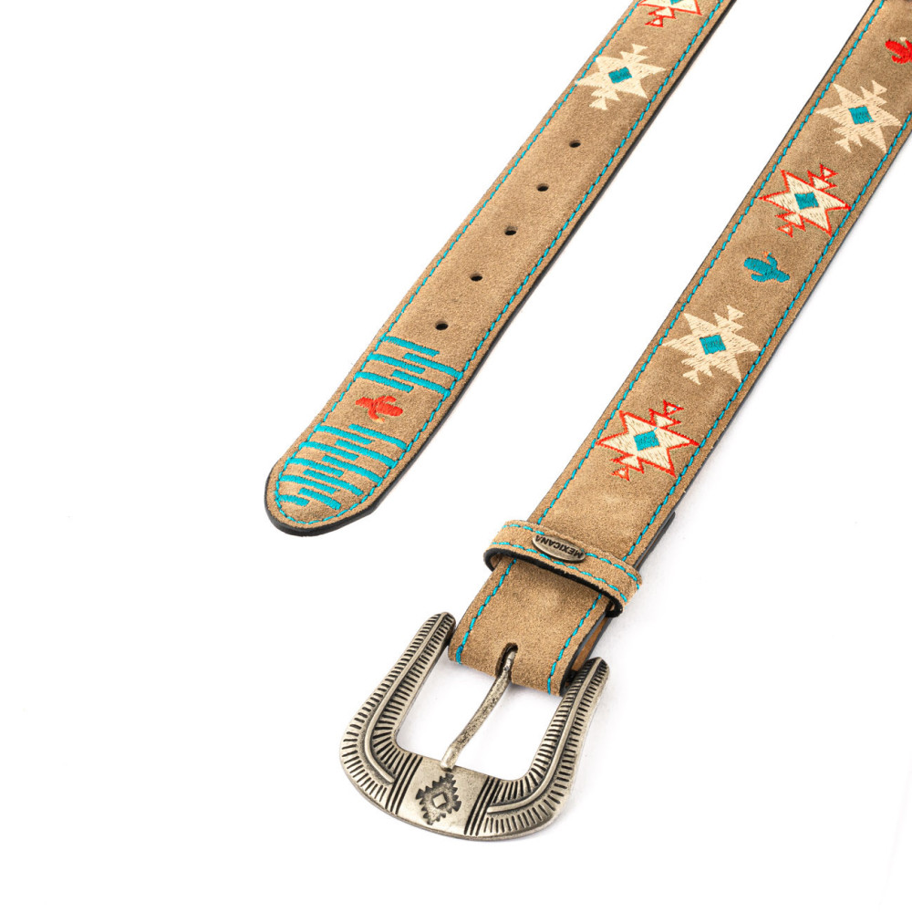 Ceinture cowboy en cuir suede, boucle interchangeable - Chill tan suede