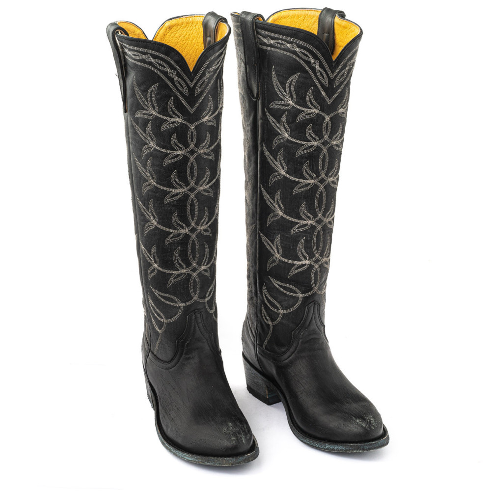 Bottes santiags a bouts ronds avec broderies western - Polo 17 black - Santiags femme