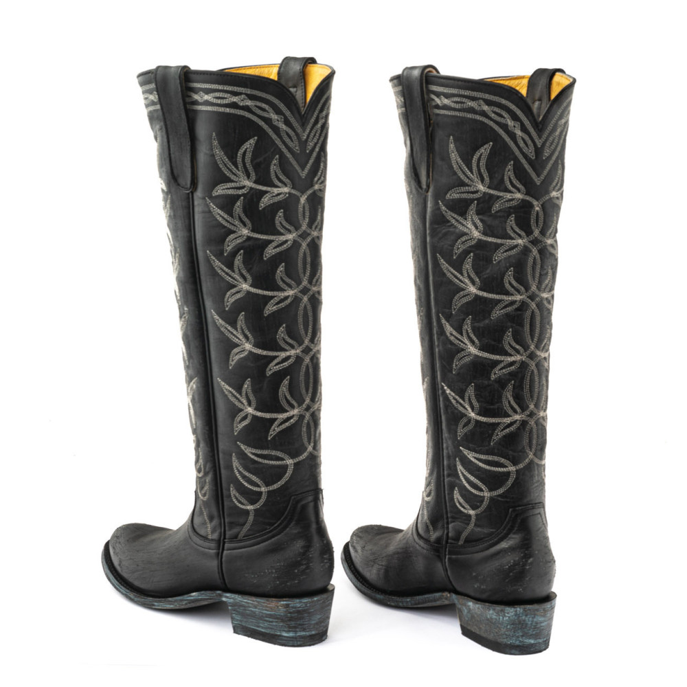 Bottes santiags a bouts ronds avec broderies western - Polo 17 black - Santiags femme
