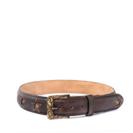 Ceinture étoile en cuir marron, boucles interchangeable - Star brass