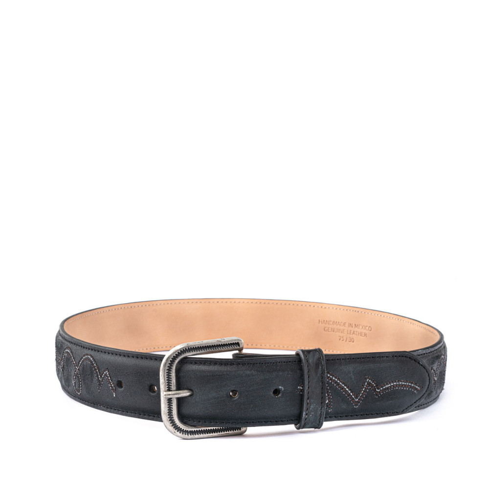 Ceinture en cuir noir métallique, boucle interchangeable - Fury black Metalico
