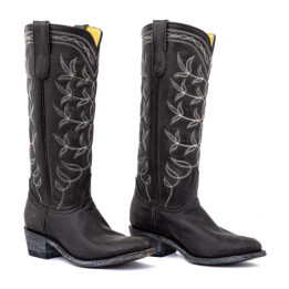 Bottes santiags a bouts ronds avec broderies western - Polo 14 black - Santiags femme