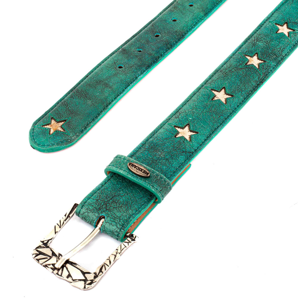 Ceinture étoile en cuir turquoise et boucle interchangeable - Star sonora turquesa