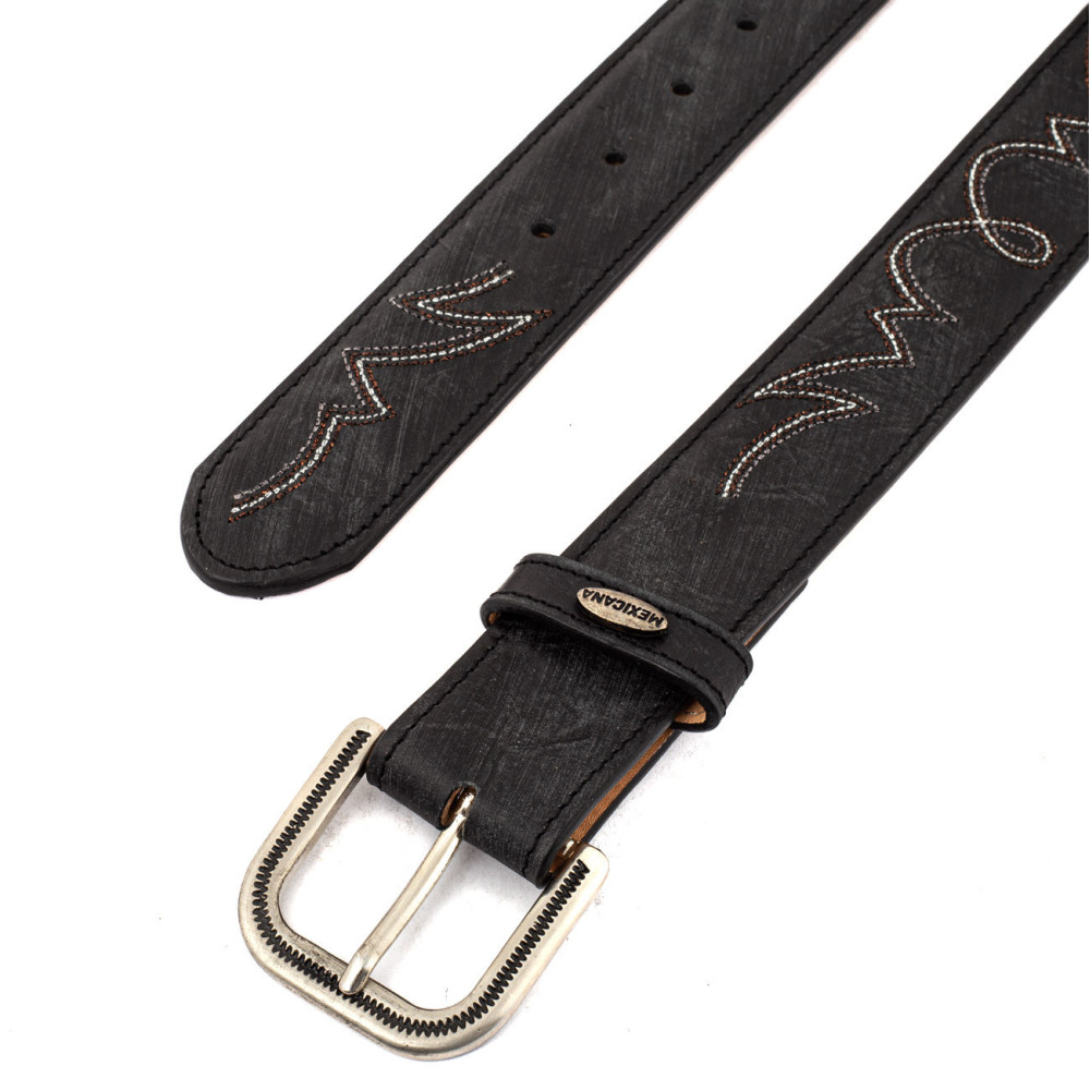 Ceinture en cuir noir métallique, boucle interchangeable - Fury black Metalico