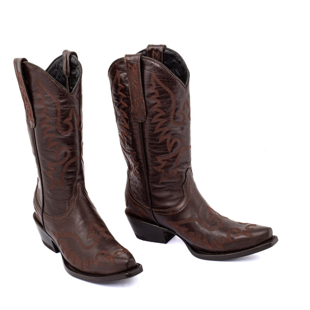 Bottes santiags en cuir de veau - Chiquita becerro cafe - Santiags femmes