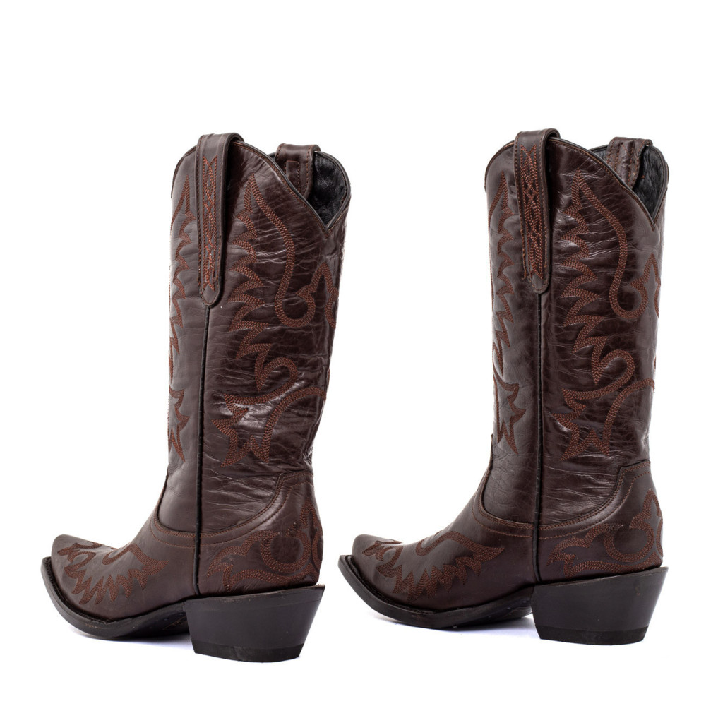 Bottes santiags en cuir de veau - Chiquita becerro cafe - Santiags femmes