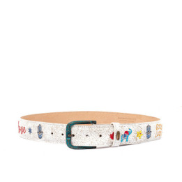 Ceinture en cuir blanc avec boucle interchangeable - Paraiso White