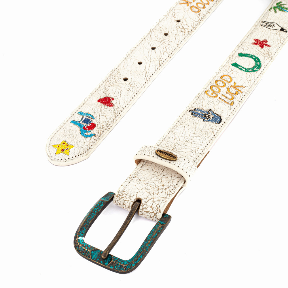 Ceinture en cuir blanc avec boucle interchangeable - Paraiso White