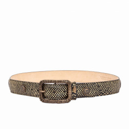 Ceinture en cuir Noir/doré avec boucle interchangeable - Sol Black Gold Maracaibo