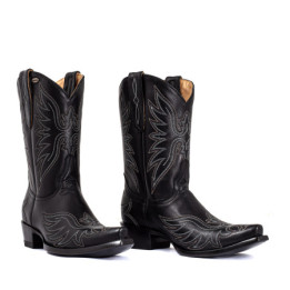 Bottes santiags en cuir noir, motif aigle - Aguila black multi - Santiags femme
