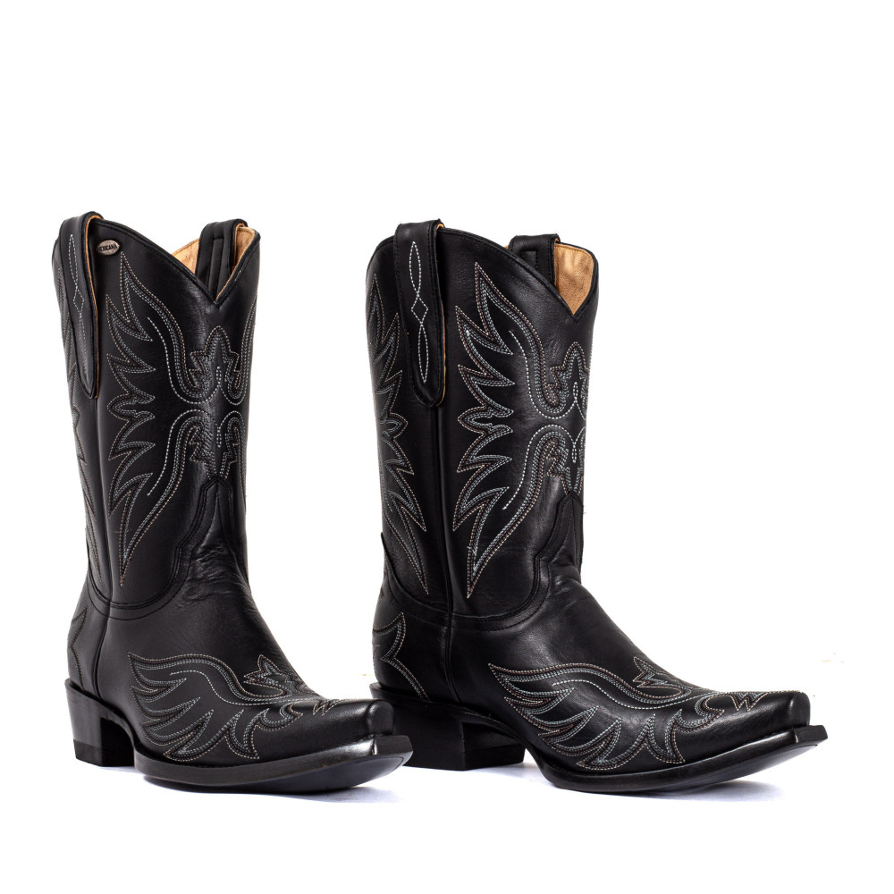 Bottes santiags en cuir noir, motif aigle - Aguila black multi - Santiags femme