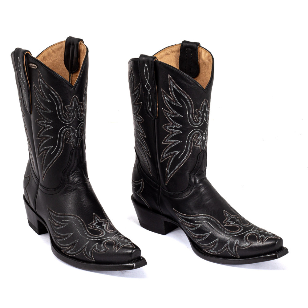Bottes santiags en cuir noir, motif aigle - Aguila black multi - Santiags femme