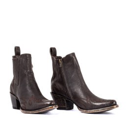 Santiags basses chocolat avec zip - Fury chocolate - Santiags femme
